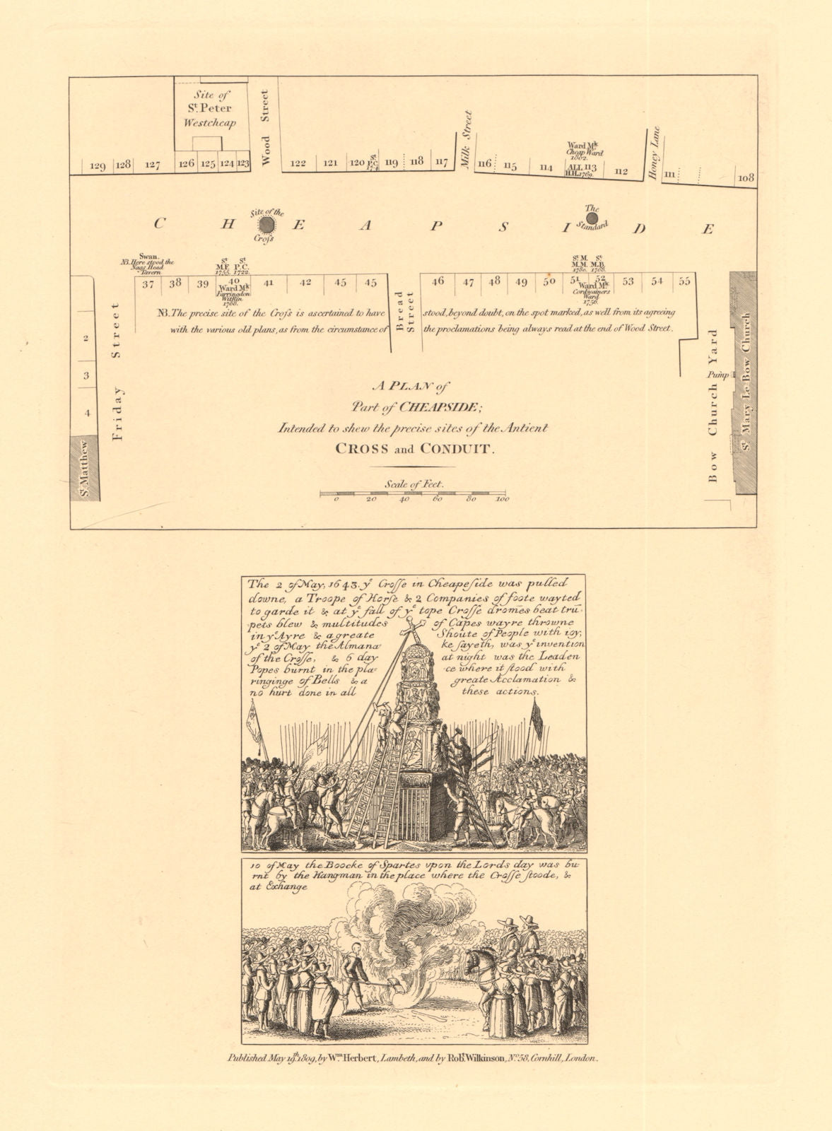 CHEAPSIDE. Friday Bread Wood & Milk Streets. Honey Lane. Bow Church 1834 map